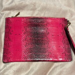 Michael Kors Fuchsia and Black Textured Clutch